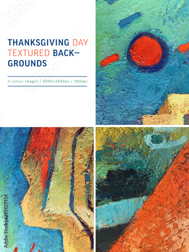 Wallpaper Mural Thanksgiving background. Hand drawn style with abstract painting textures, bright colors. Thanksgiving banner design for fabric prints, flyers, banners, invitations, special offer. Autumn sale. Torontodigital.ca