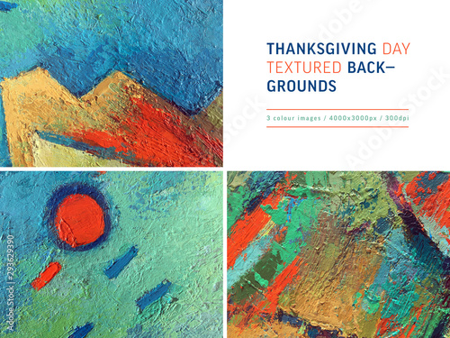 Wallpaper Mural Thanksgiving background. Hand drawn style with abstract painting textures, bright colors. Thanksgiving banner design for fabric prints, flyers, banners, invitations, special offer. Autumn sale. Torontodigital.ca