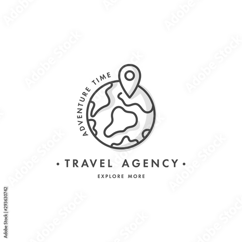 Vector set design colorful templates logos and emblems - travel agency and different types of tourism. Concep travel icon. Logos in trendy linear style isolated on white background.