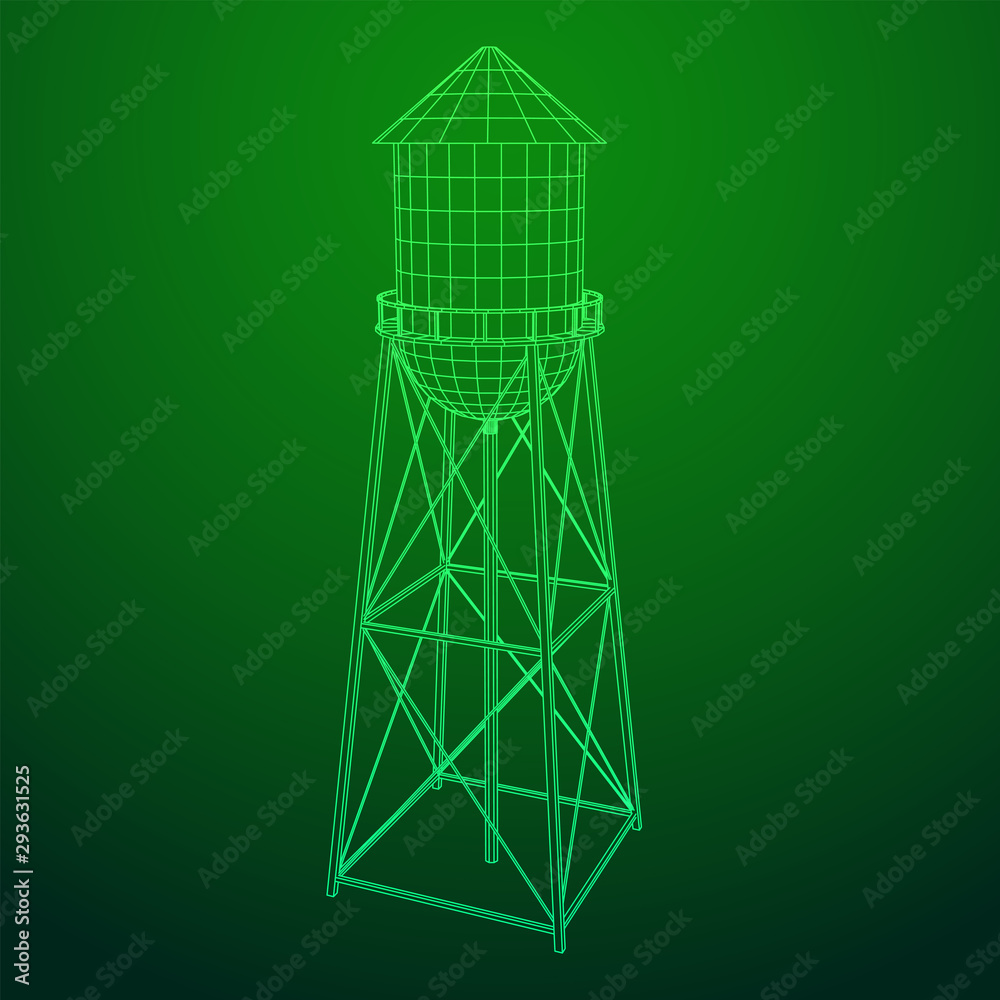 Water tower. Industrial construction vector Water tower. Industrial construction vector