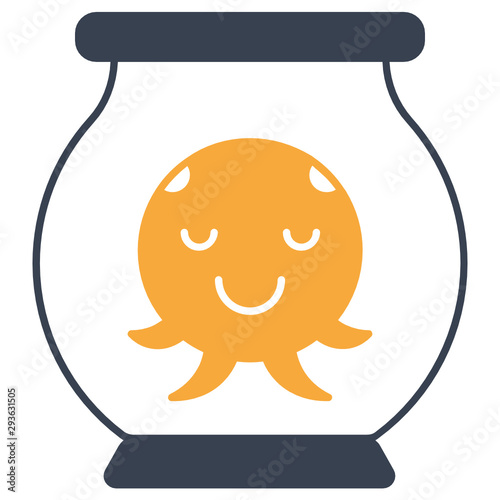 Octupus Bowl Aquactic Pet Vector Icon Design photo