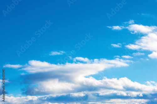 fluffy clouds on the azure winter sky. sunny weather. beautiful nature background for compositing