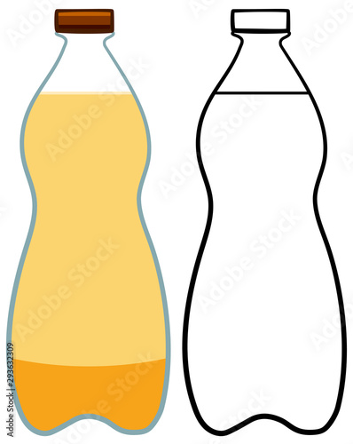 Beer plastic bottle in colored and line versions