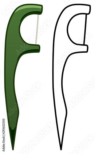 Dental floss with handle in two versions