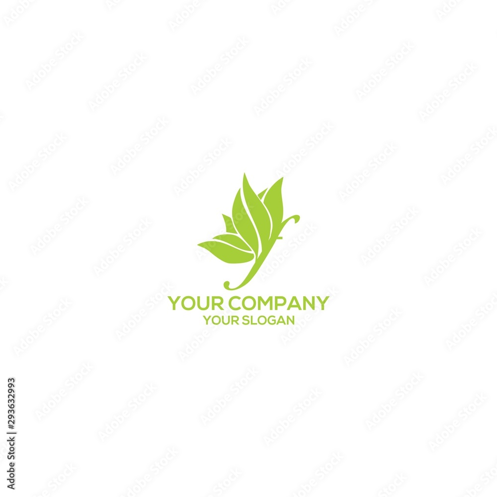 Obraz premium Green F butterfly logo design vector
