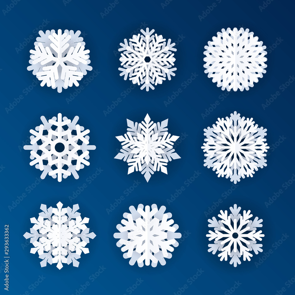 set of vector paper snowflakes set of vector paper snowflakes