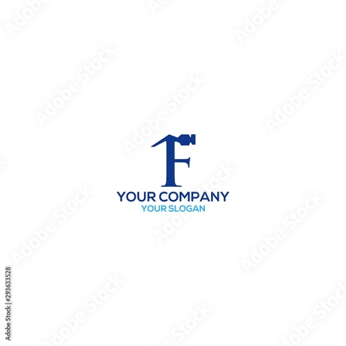 F Hammer Construction Logo Design Template