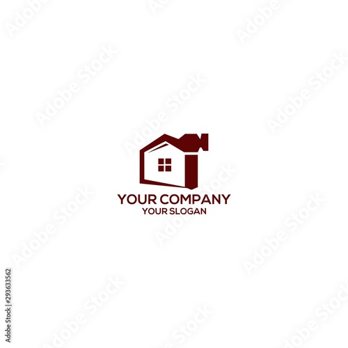 Home Hammer Construction Logo Design Vector