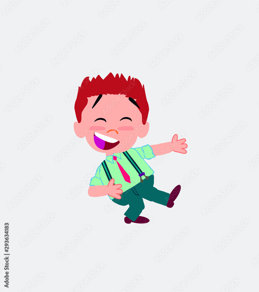 Businessman in casual style laughing while teaching something to his left. Businessman in casual style laughing while teaching something to his left.