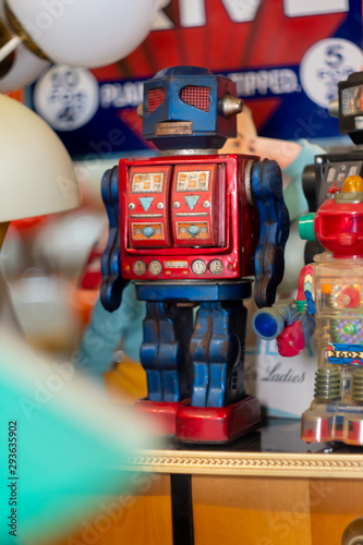 Very old robot red and blue