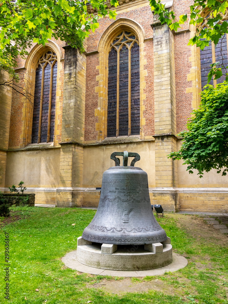 Obraz premium Church bell in Notre-Dame Cathedral churchyard, Luxembourg City, Luxembourg