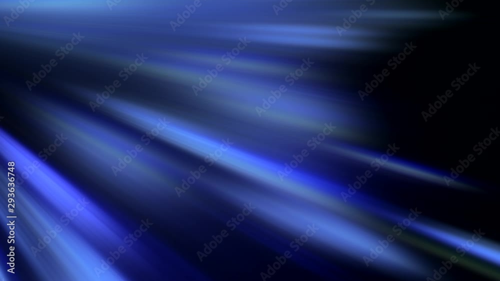 Glow motion. Hyperspace travel. Defocused neon blue rays flow on dark background.