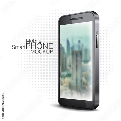 Realistic smartphone mockup, cellphone frame  isolated on white background, vector illustration