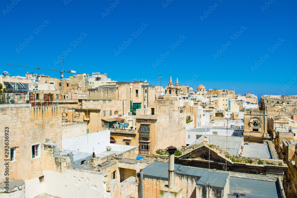Landscape of Valletta with old buildings