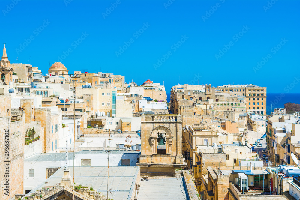 Landscape of Valletta with old buildings
