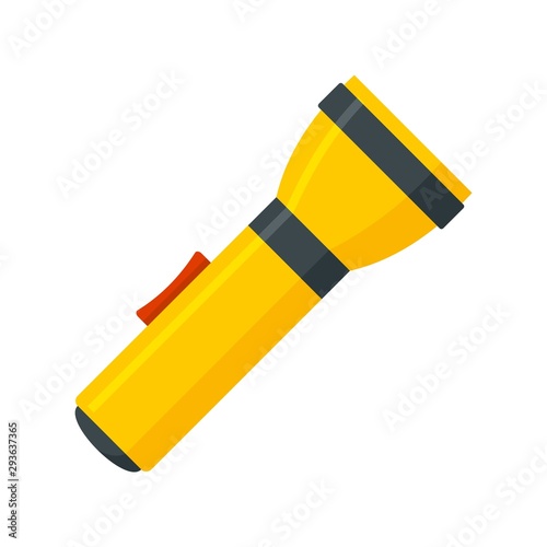 Yellow flashlight icon. Flat illustration of yellow flashlight vector icon for web design photo
