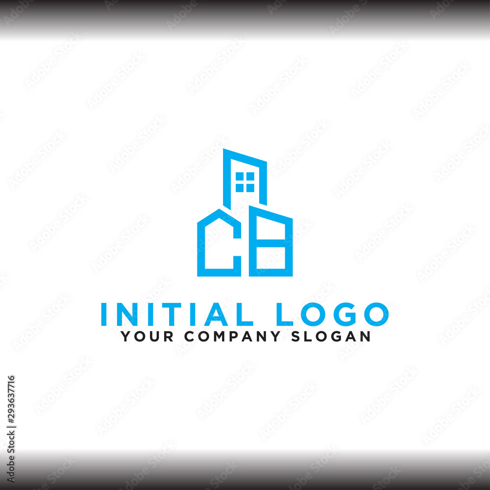 Initial concept of CB logo with building template vector for construction. Initial concept of CB logo with building template vector for construction.