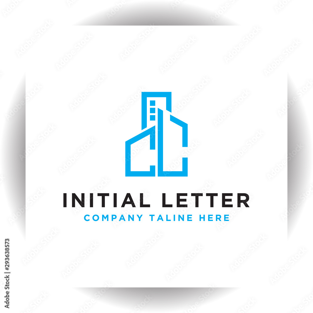 Initial concept of the CL logo with a building template vector for construction. Initial concept of the CL logo with a building template vector for construction.