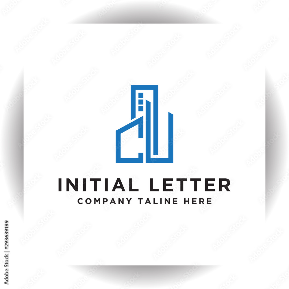 Initial concept of the CU logo with a building template vector for construction. Initial concept of the CU logo with a building template vector for construction.