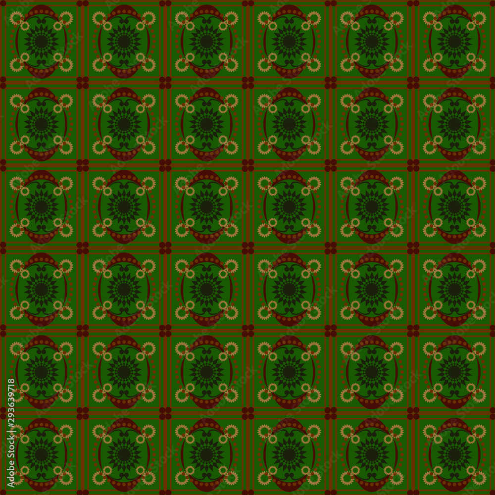 green traditional patterns geometric