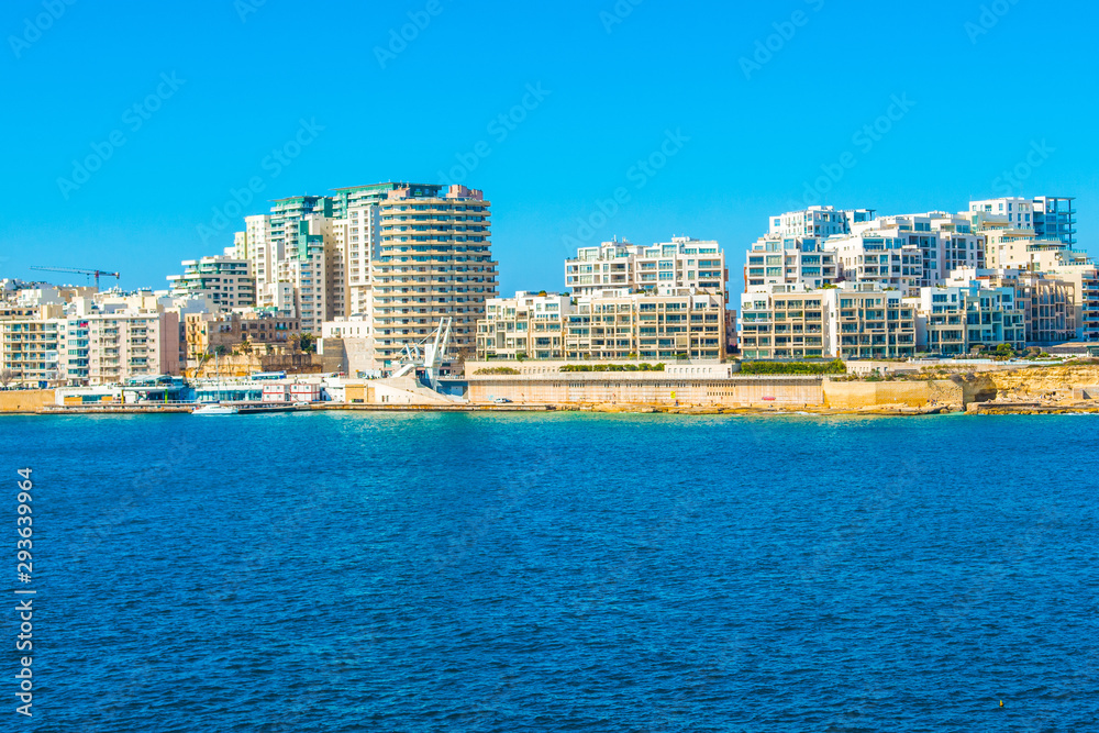 Landscape of the promenade and marina in Sliema