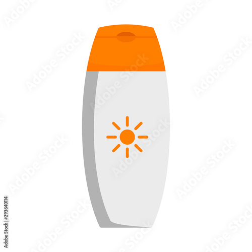 Sunscreen bottle cream icon. Flat illustration of sunscreen bottle cream vector icon for web design