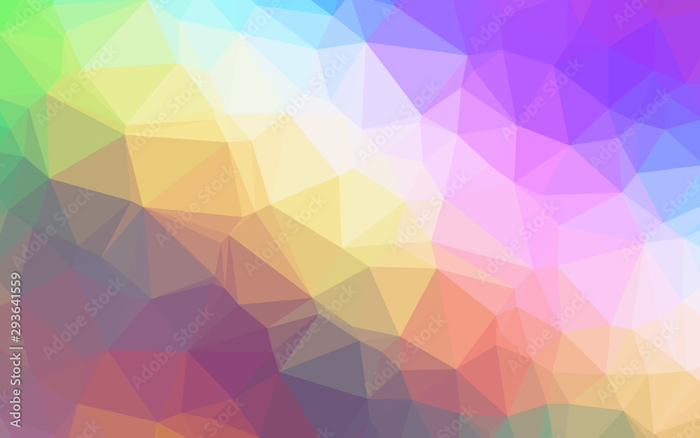 Light Multicolor, Rainbow vector polygon abstract layout. Shining illustration, which consist of triangles. Template for your brand book.