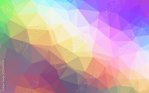 Light Multicolor, Rainbow vector polygon abstract layout. Shining illustration, which consist of triangles. Template for your brand book.