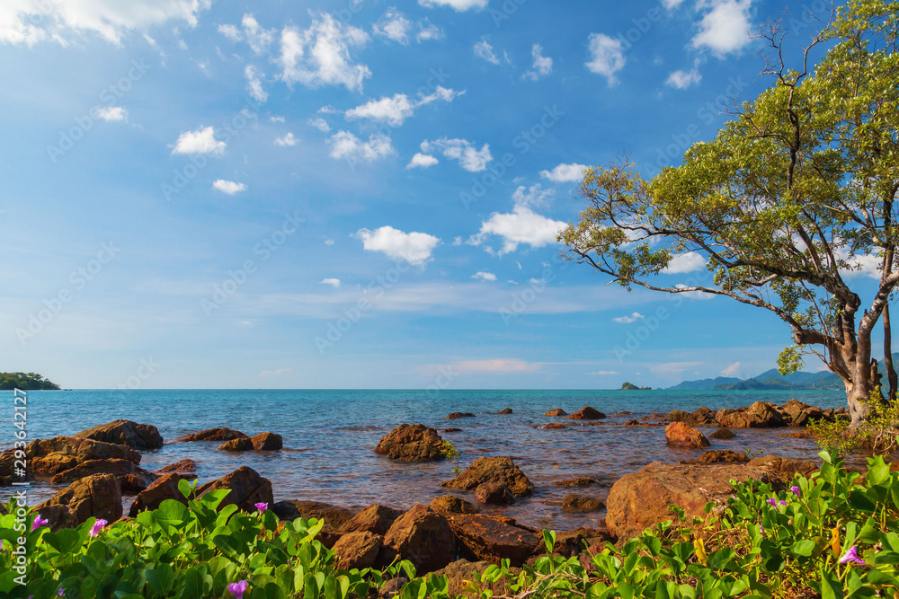 Beautiful coast beach with blue cloud sky at Koh Chang island, Thailand Beautiful coast beach with blue cloud sky at Koh Chang island, Thailand