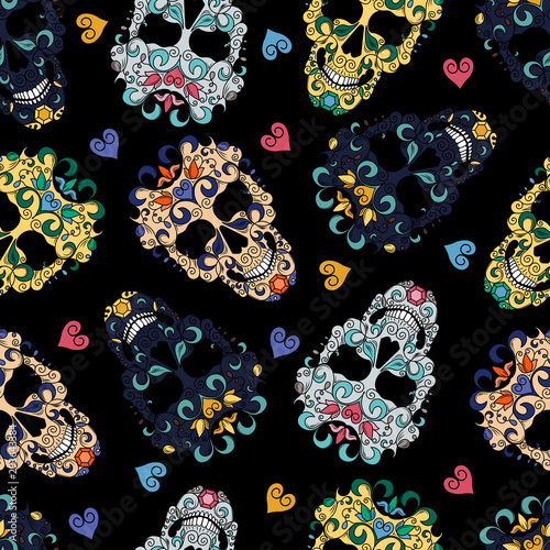 seamless pattern with flowers and butterflies