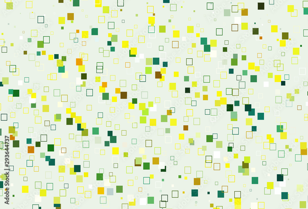 Light Green, Yellow vector pattern with crystals, rectangles.