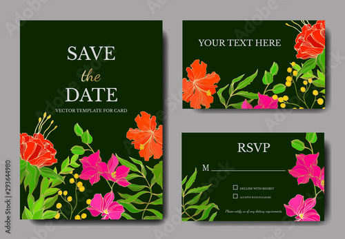 Vector Tropical floral botanical flower. Engraved ink art. Wedding background card floral decorative border.