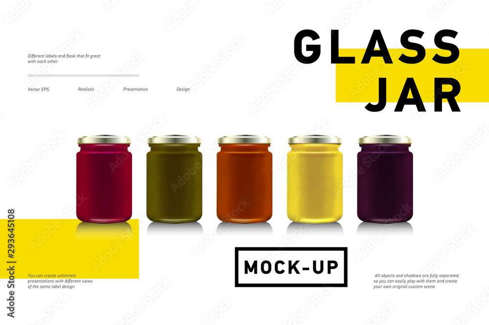 Glass jars with with jam, configure or honey. Vector illustration. Packaging collection. Bank realistic. Mock up jam jars without design labels . Glass jars with with jam, configure or honey. Vector illustration. Packaging collection. Bank realistic. Mock up jam jars without design labels .