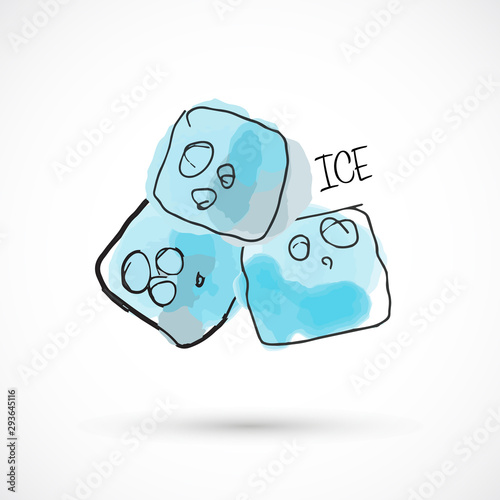 hand drawn watercolor style set paint ink sketch illustration