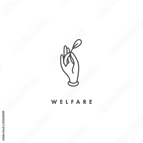 Vector logo, badge and icon for charity and volunteer concepts. Welfare organization sign design. Symbol of volunteer organizations.