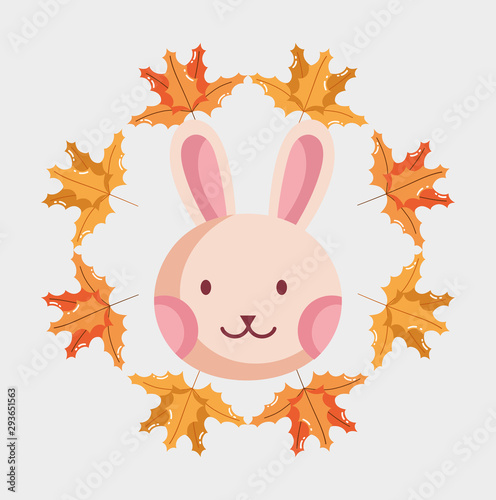 rabbit face hello autumn design icon
