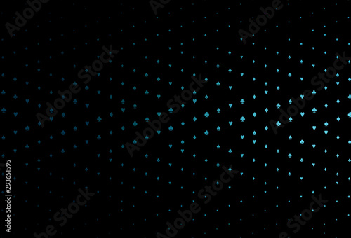 Dark BLUE vector texture with playing cards. © Dmitry