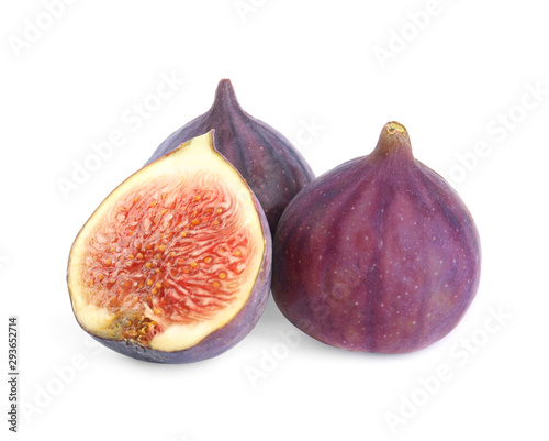Tasty fresh fig fruits on white background