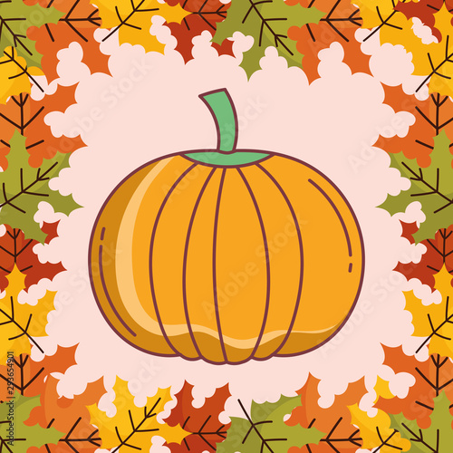 pumpkin hello autumn design icon