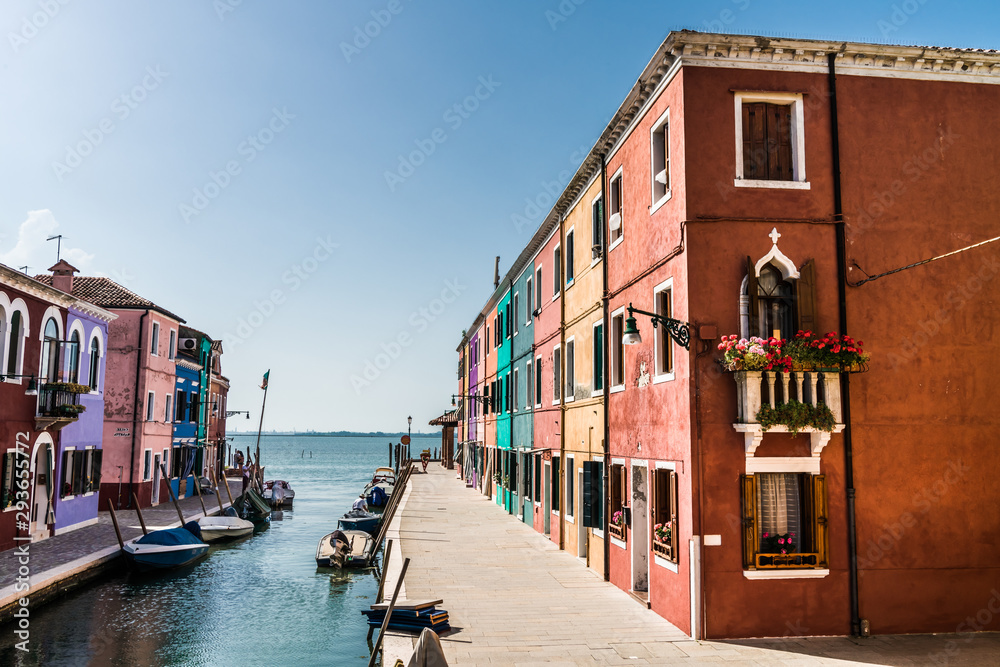 Noon on the waterfront of Burano island
