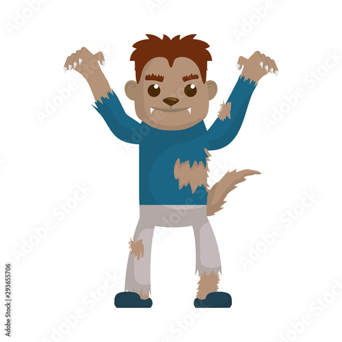 little boy with werewolf costume character