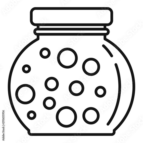 Glass jam jar icon. Outline glass jam jar vector icon for web design isolated on white background