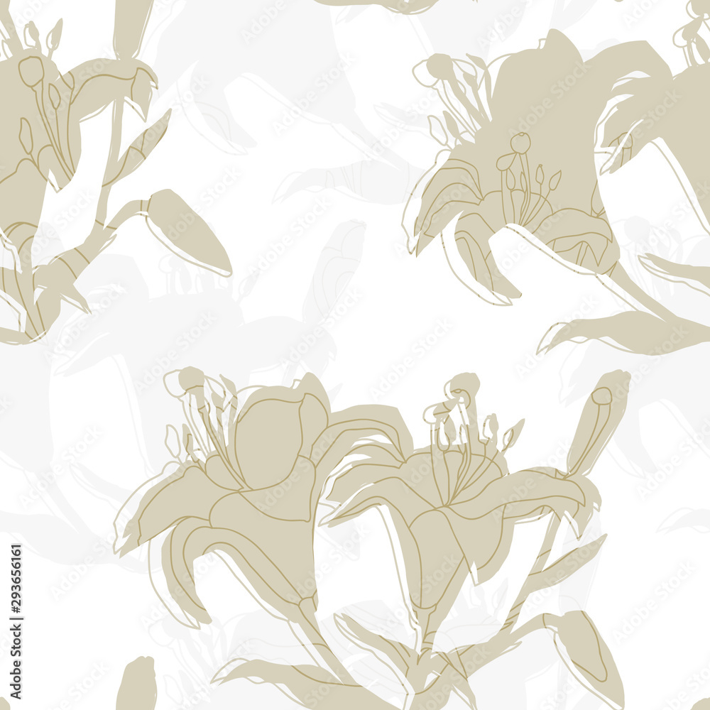 Bouquet of pink poppies. Sketch of a bouquet of flowering.Pattern seamless. Bouquet of pink poppies. Sketch of a bouquet of flowering.Pattern seamless.