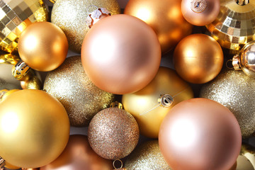 Background of beautiful christmas balls. New Year or Christmas background.