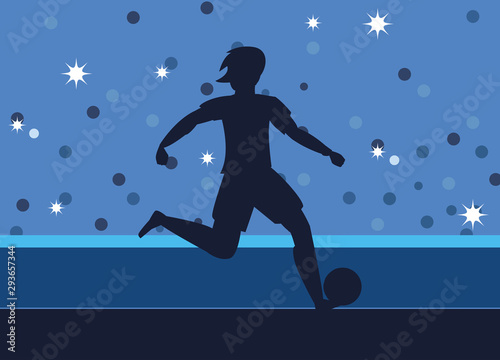 soccer player man kicking the ball on