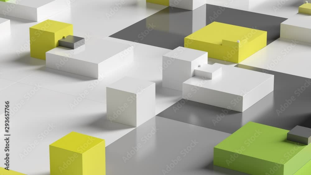 Abstract 3d render background made of rectangular shapes. Simple geometric forms.  Loopable sequence.