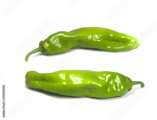 green chili pepper isolated on white background