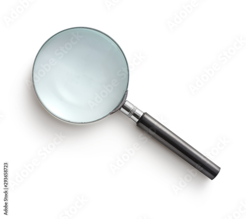 Magnifying glass isolated on white background photo