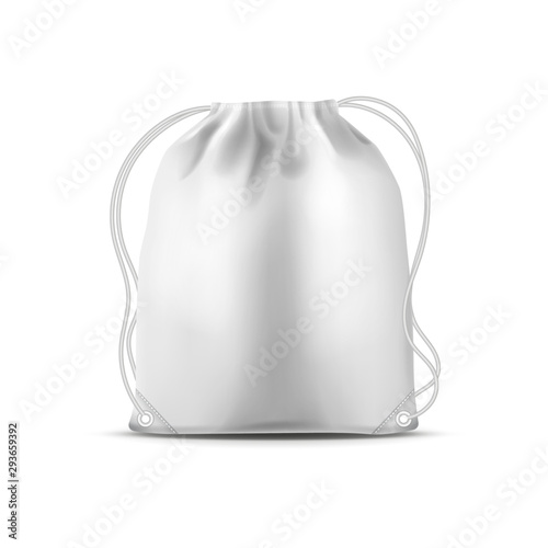 Drawstring sport bag, white fitness backpack 3D