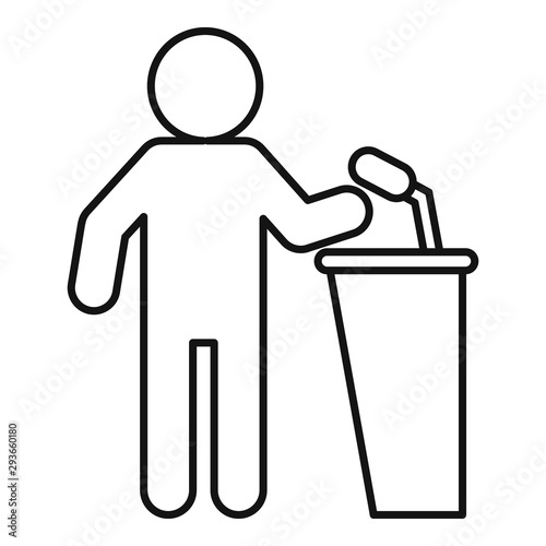 Seminar speaker event icon. Outline seminar speaker event vector icon for web design isolated on white background